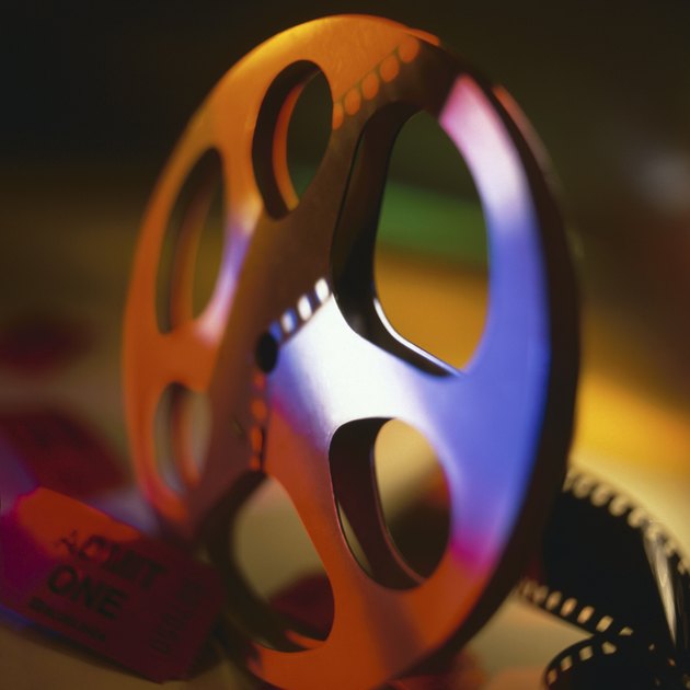 Film reel with movie ticket