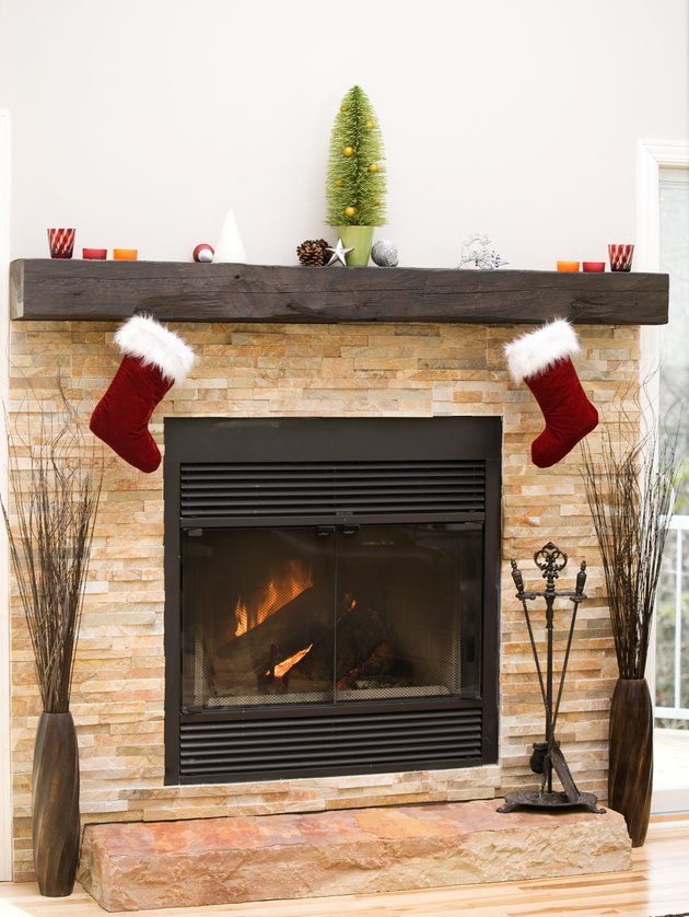 Fireplace with Christmas stockings
