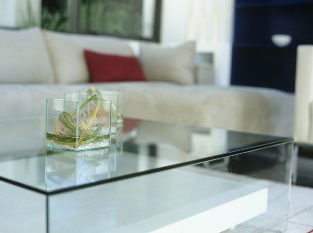 Glass table in modern living room