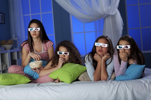 Teenagers wayching 3-D movie