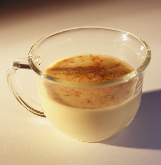 Cup of eggnog, (Close-up)