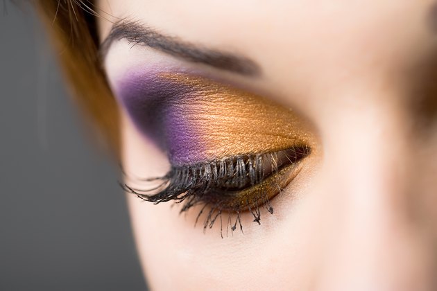 Woman wearing colorful eye shadow