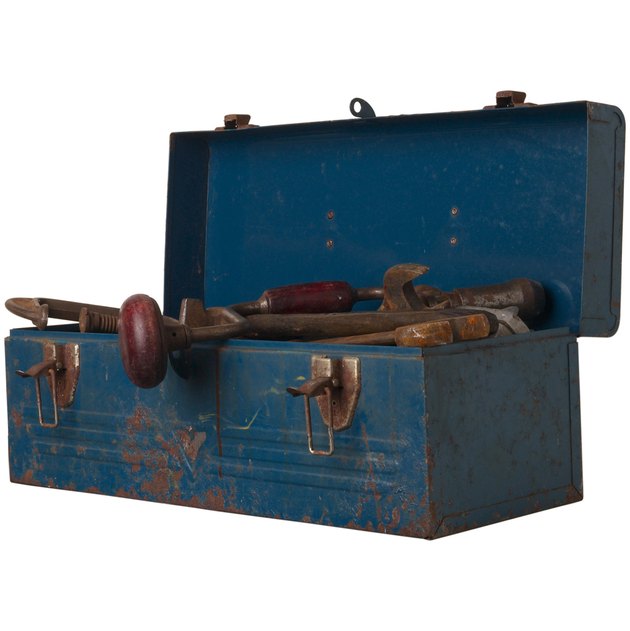Rusty tool in blue metal box L2