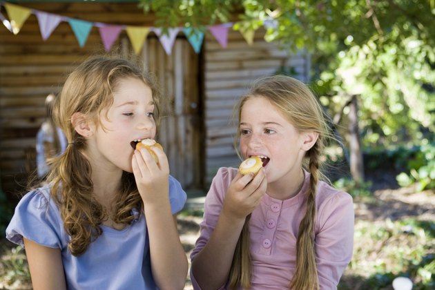 Girls eating cake