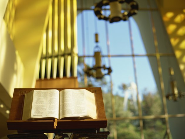 bible on a lectern in church