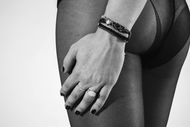 Ass in naylon with jewelry