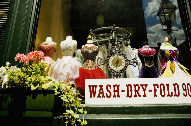 Close-up of a dresses in a display window, Boston, Massachusetts, USA