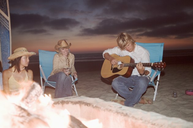 People around beach fire