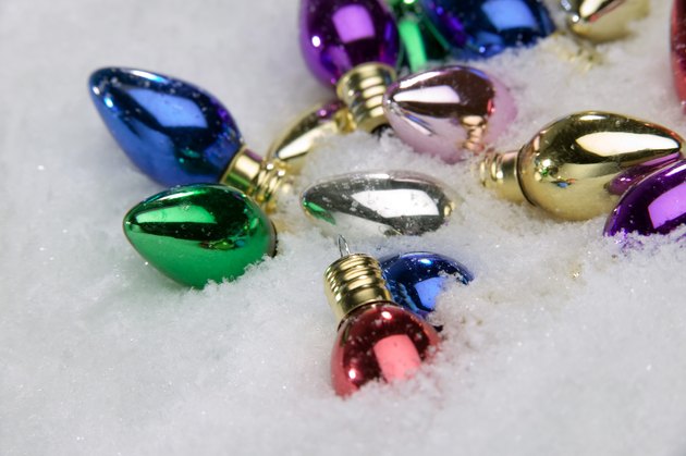 Colored lights in artificial snow