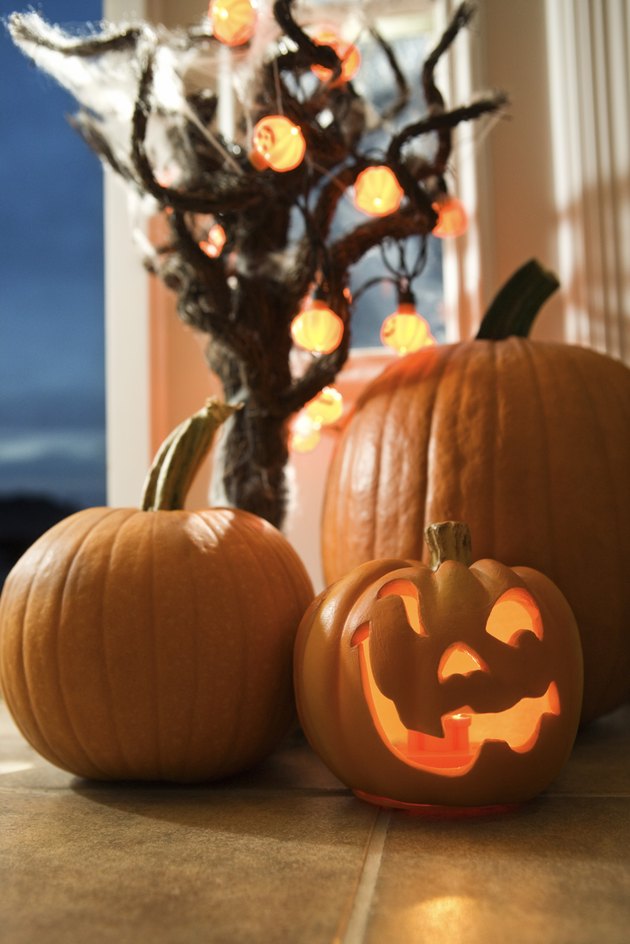 Jack-o-lantern and pumpkins