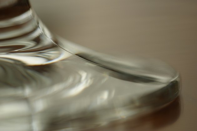 Transparent stem of wine glass