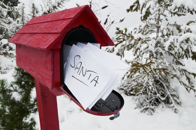 Red Post Box Containing Letters to Santa