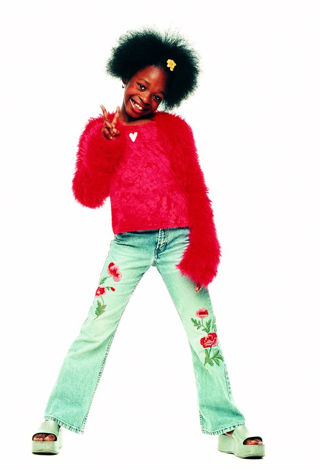 Portrait of a young girl dressed as a hippie