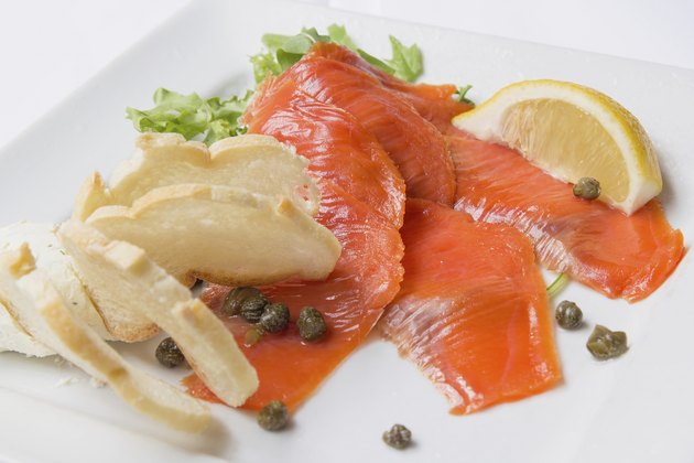 Smoked Salmon with Capers Closeup