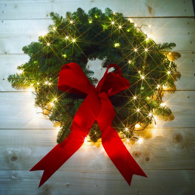 Close-up of a Christmas wreath