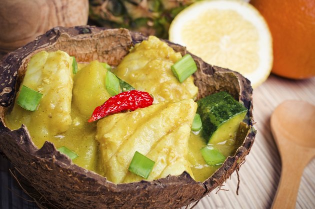 Fish curry with potatoes and zucchini