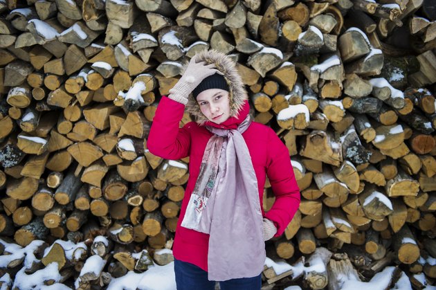 Teenager girl and snow