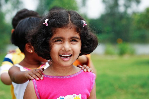 Kids playing, selective focus