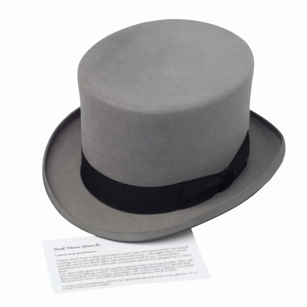 Elevated view of a top hat and speech