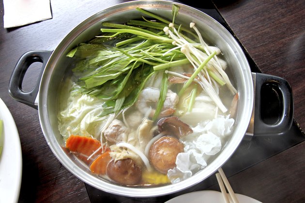 Hot Sukiyaki in pot.