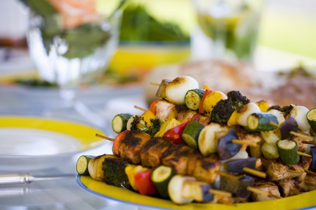 Plate of shish kabobs
