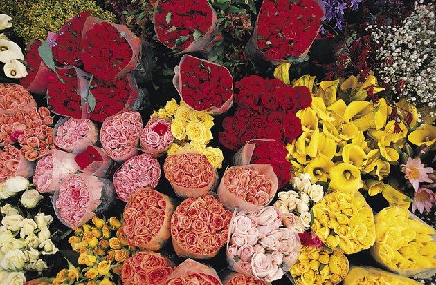 Bouquets of roses and other flowers