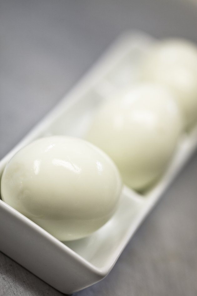 Dish of hard-boiled eggs