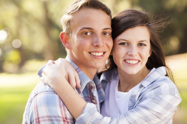 young teenage couple outdoor