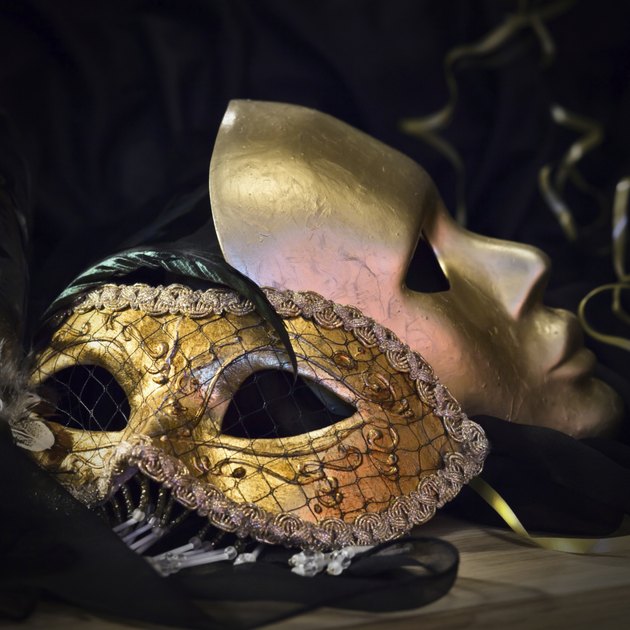 Old gold Venetian masks