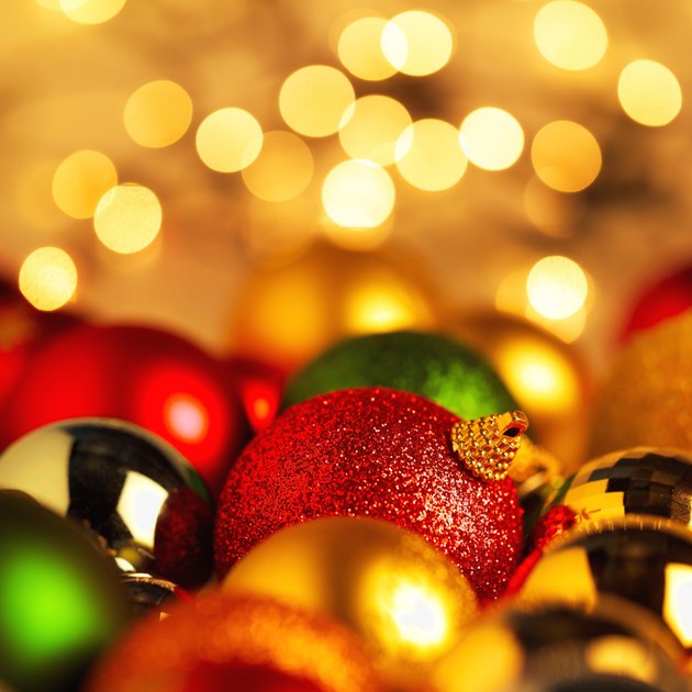 close-up of an array of Christmas decorations