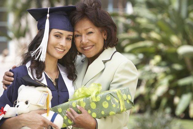 Female graduate student with mother, portrait