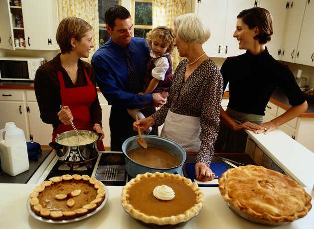 Family Preparing Thanksgiving Dinner