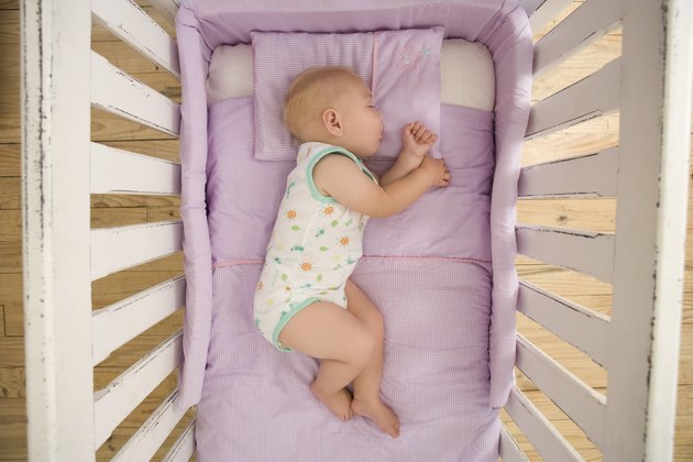 High angle view of sleeping baby