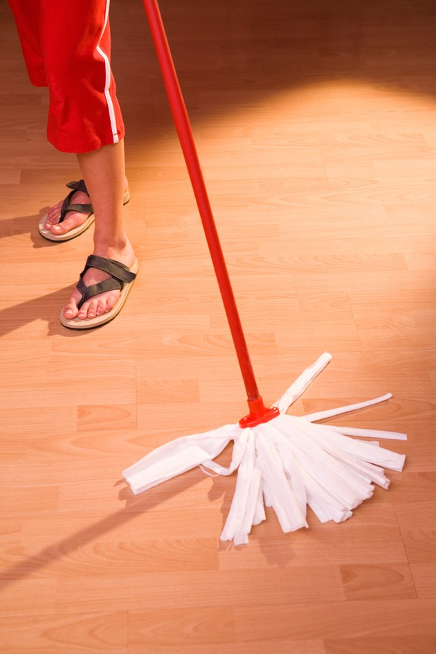 Woman cleaning house