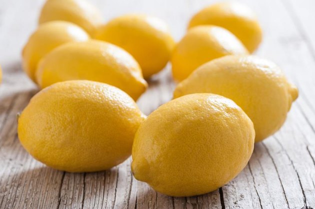 set of lemons in the foreground isolated background