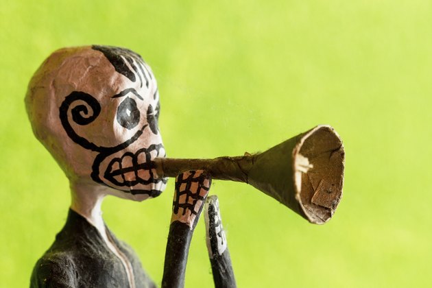 Mexican "Day of the Dead" Figurine Blowing Trumpet