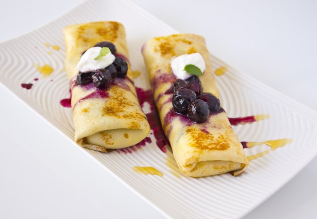 Crepes with blueberry compote