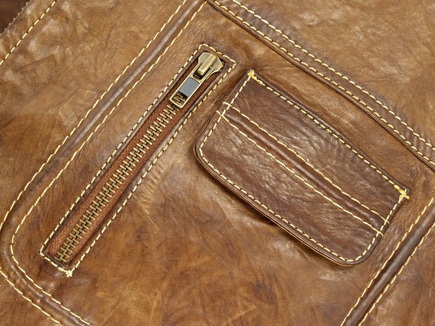 Macro of leather jacket