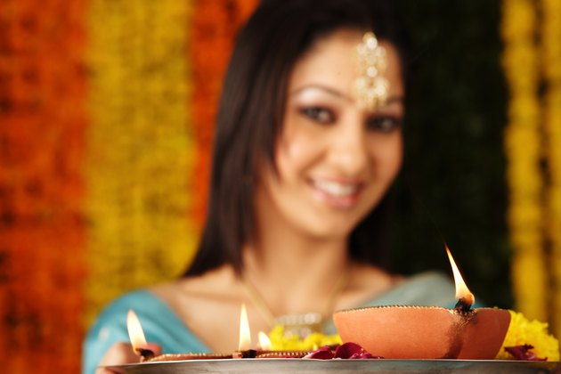 Close up of dias, woman holding, selective focus