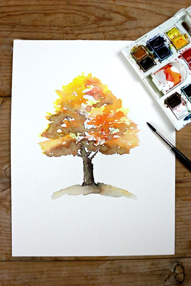 Easy Autumn Tree Watercolor Painting