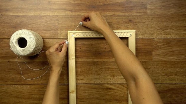 Warping DIY simple frame loom.