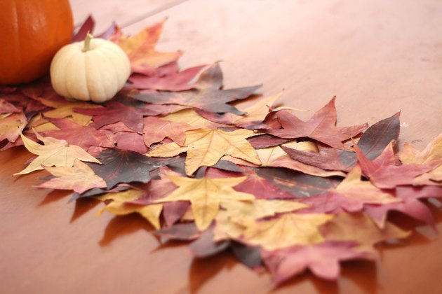 DIY Table Runner Created with Real Fall Leaves