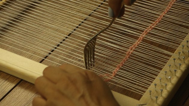 Weaving on DIY simple frame loom.