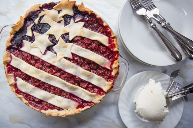 Homemade American Flag Cherry Blueberry Pie
