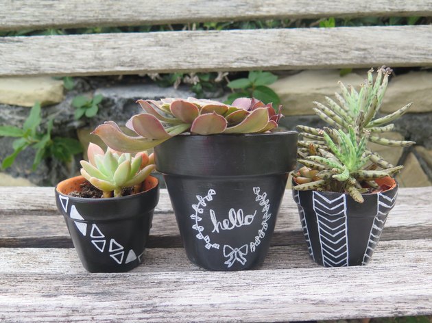 Chalkboard Patterned Terra-Cotta Pots