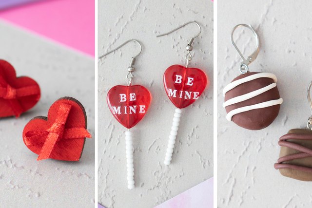 Heart's Desire Earring Valentine's Day donut polymer clay earrings cut