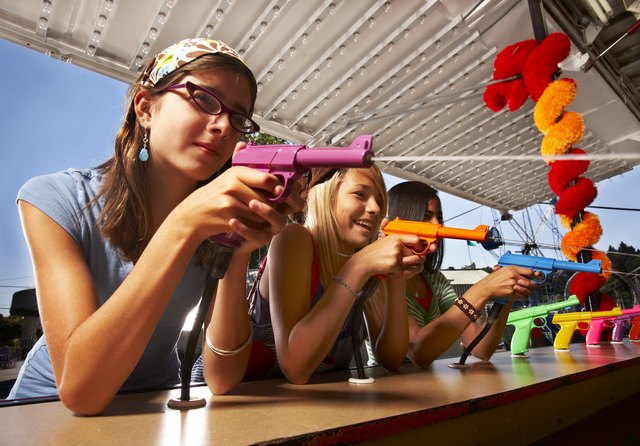 teens at amusement park