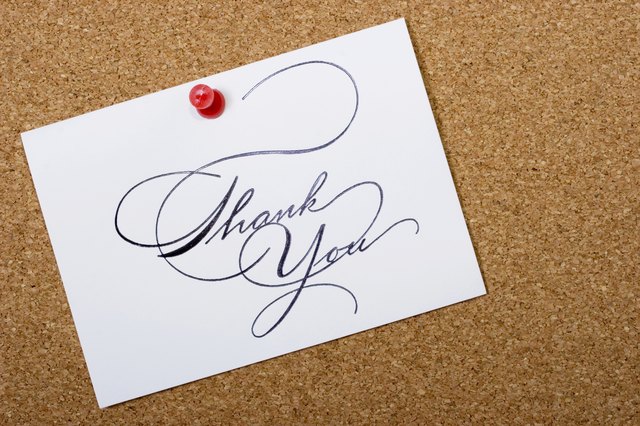 Bulletin board with thank you card