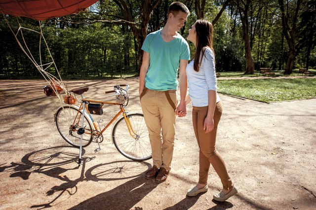 Young and joyful couple having fun