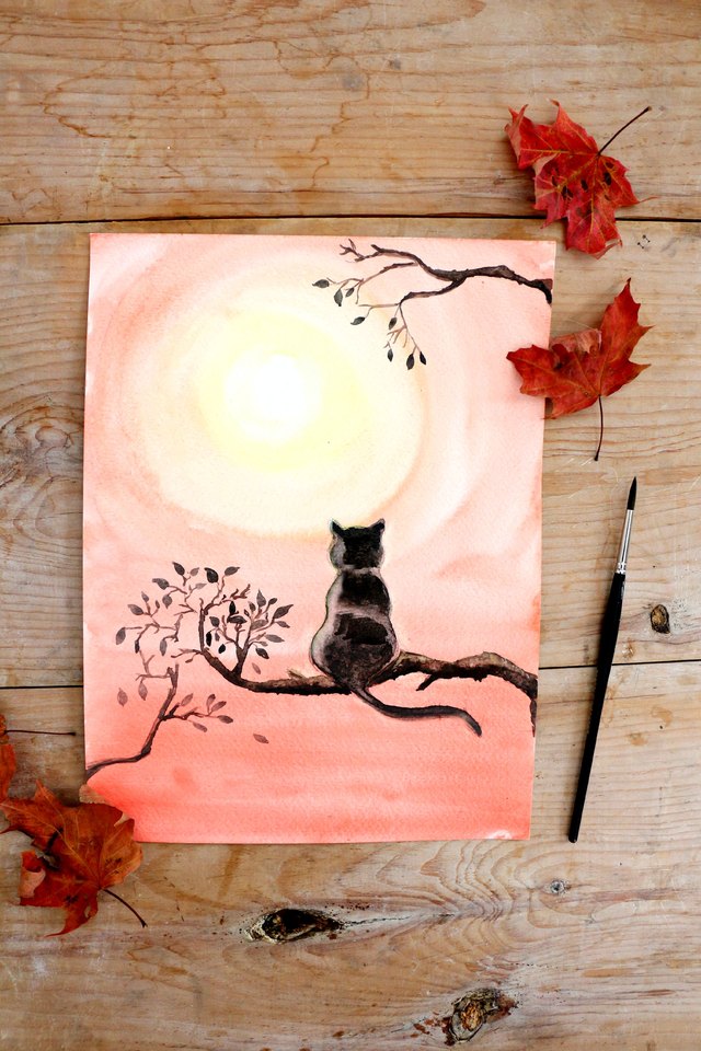 DIY Black Cat Watercolor Painting ehow